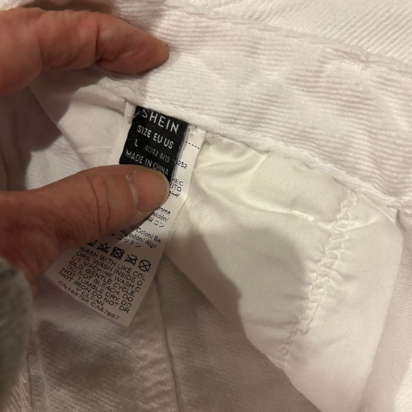 SHEIN White Distressed Denim Cutoff Shorts - Picture 7 of 7